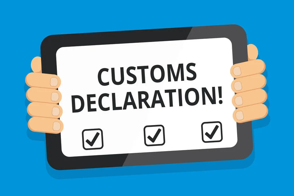 Word writing text Customs Declaration. Business concept for Official document showing goods being imported Color Tablet Smartphone with Blank Screen Handheld from the Back of Gadget.